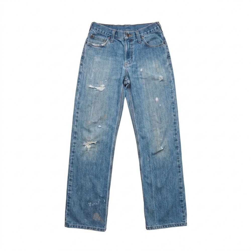 Carhartt Mens Relaxed Fit Straight Leg Jeans 30x32 Light Wash Distressed 101483